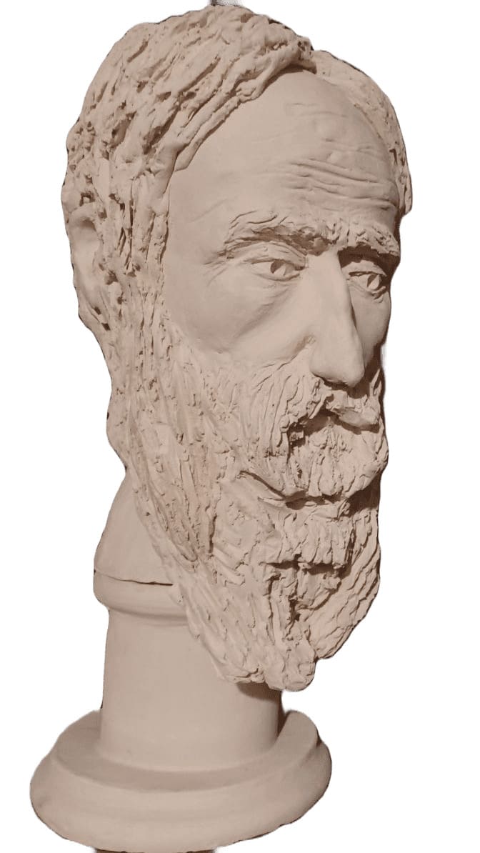 sculpture argile homme barbu