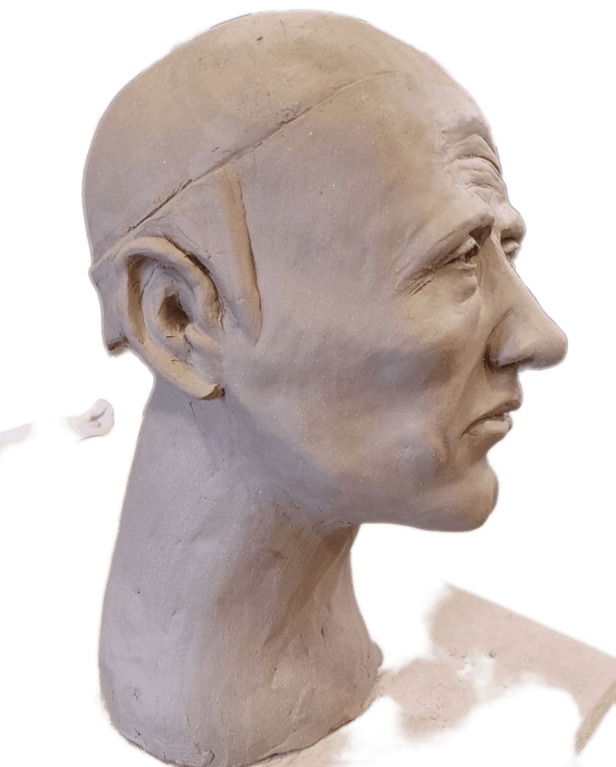 sculpture argile tête homme profil