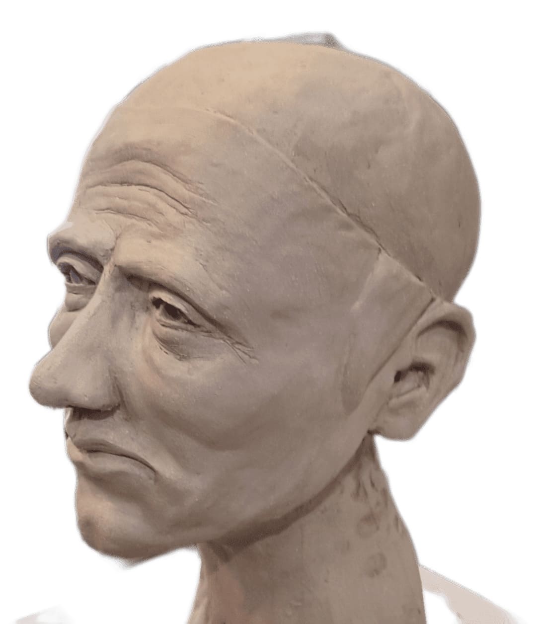 sculpture argile tête homme profil