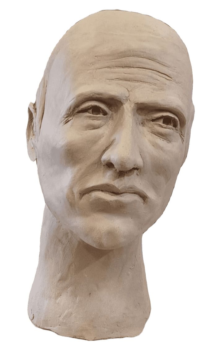 sculpture argile tête homme face