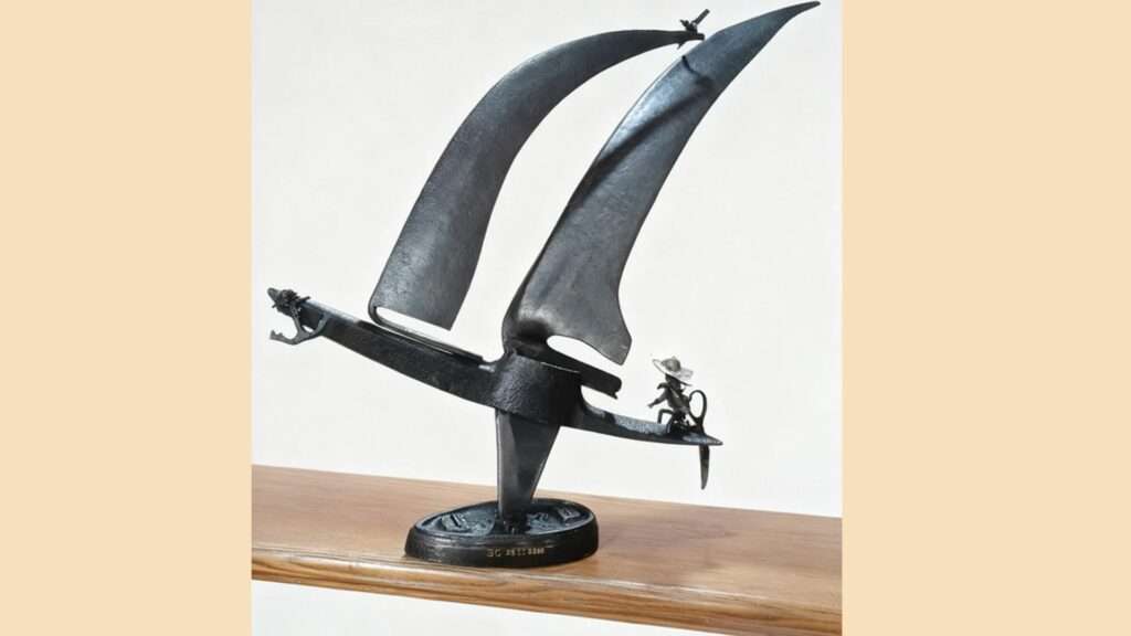 sculpture métal bateau