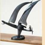 sculpture métal bateau