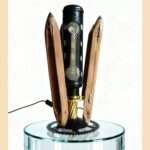 sculpture métal lampe navette filage