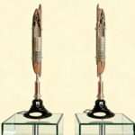 sculpture métal lampe navette filage