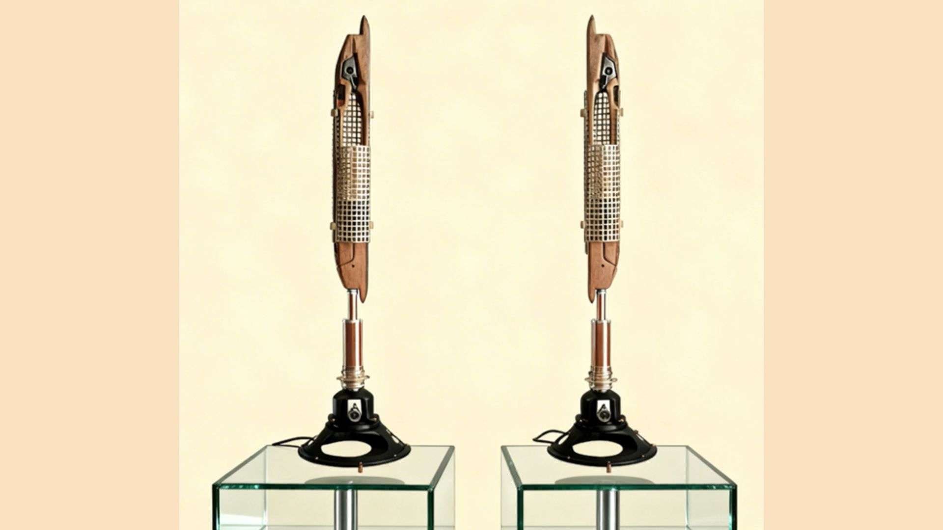 sculpture métal lampe navette filage