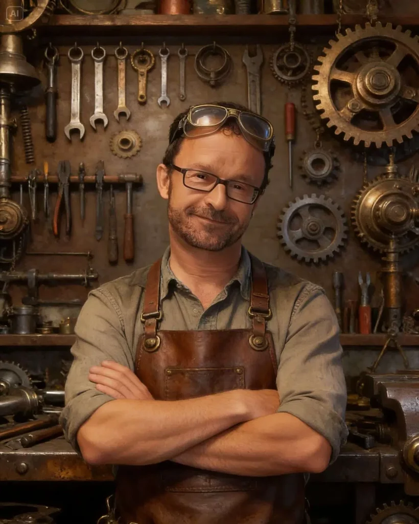 Bruno Cotton artiste sculpteur travaillant le métal dans son atelier