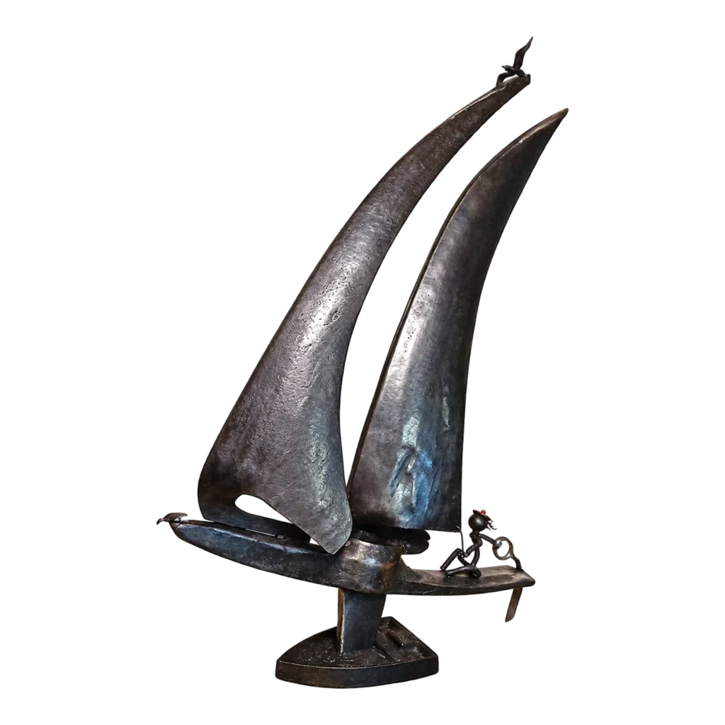 Sculpture de bateau inspirée de l’Ankou, réalisée par Bruno Cotton.